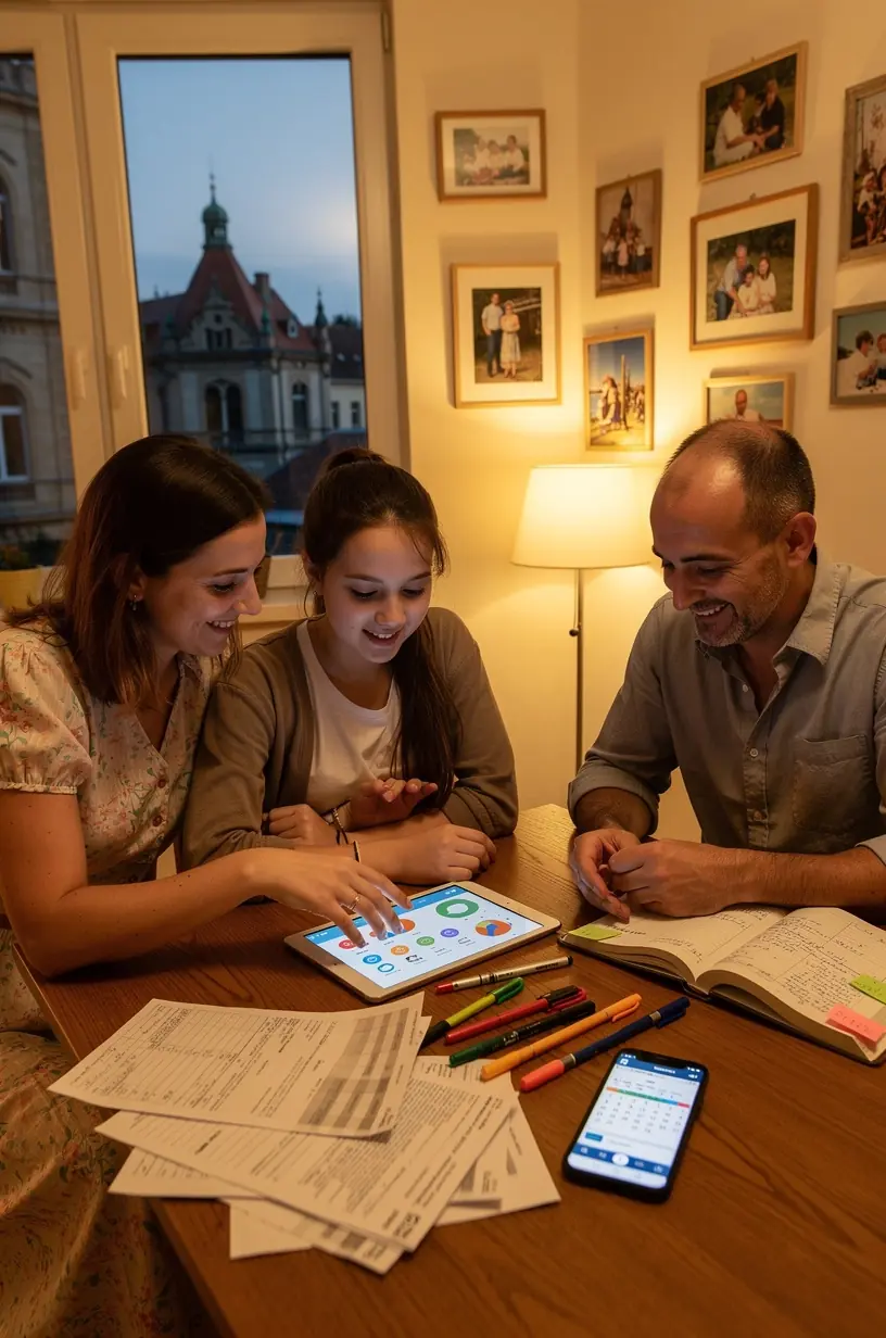 Nyitott könyv, amelyben költségvetési tervezési útmutatók és pénzügyi tanácsok találhatók.